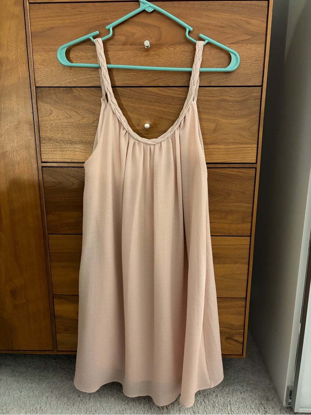 Tyche Blush Pink Braided-Strap Sleep Chemise